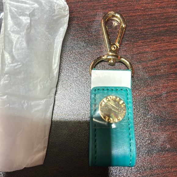 Michael Kors 3 Key Chains lot: leather red green perfume =wonderlust gold plate - Picture 3 of 3